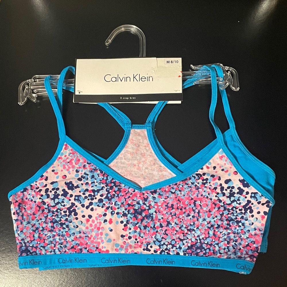 NEW - x2 Girls Calvin Klein Multicolor Bralette Set sz 8/10